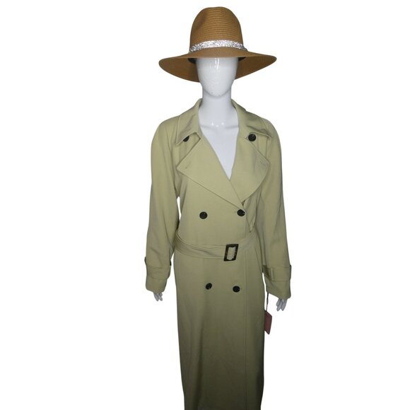 Avec Les Filles Beige Relaxed Duster Trench Coat Women's Size L - Picture 1 of 12